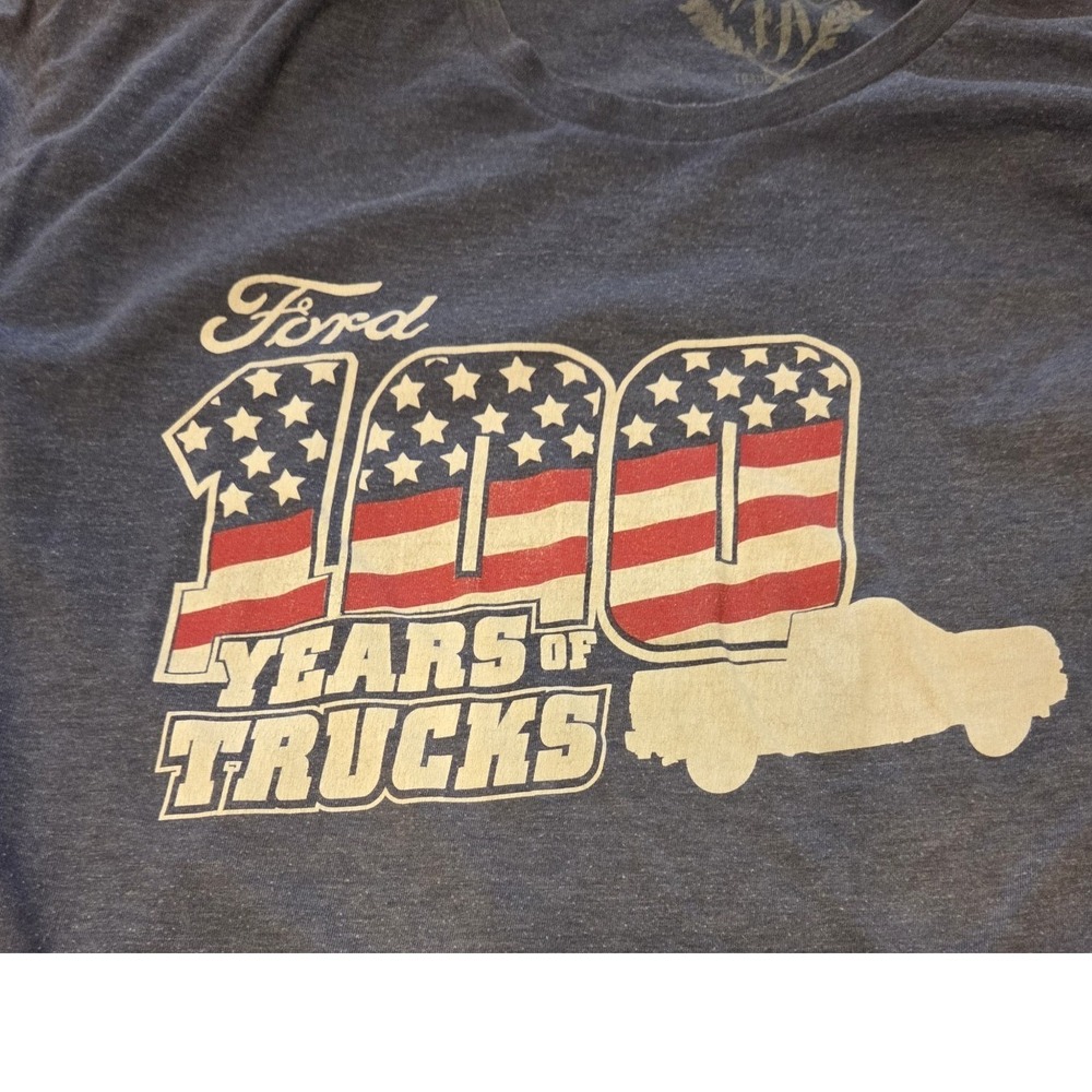 Flag & Anthem Ford 100 Years of Trucks Mens XL Blue American Flag Graphic Tee